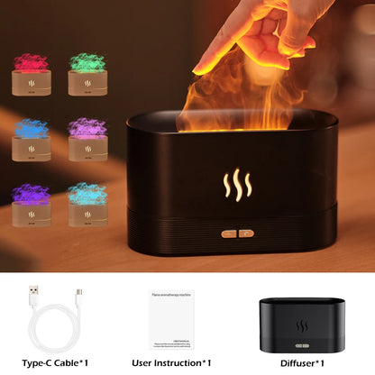 LED Lighting Ultrasonic Air Humidifier Colorful Flame Fragrance Essential Oil Lamp Perfume Simulation