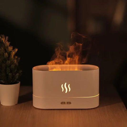 LED Lighting Ultrasonic Air Humidifier Colorful Flame Fragrance Essential Oil Lamp Perfume Simulation
